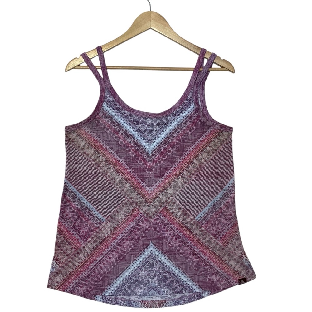 PRANA sz Small Tank Top Geometric Pattern Pink Gray